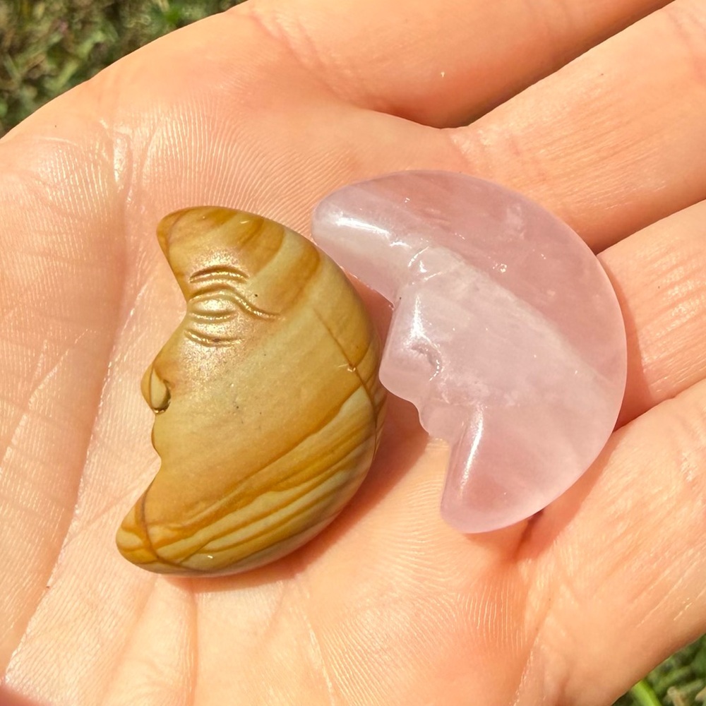 hand carved crystal moons